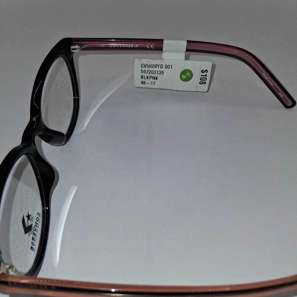 CONVERSE CV5028YG Black Pink Round Optical Eyeglasses Frame 48-17-135